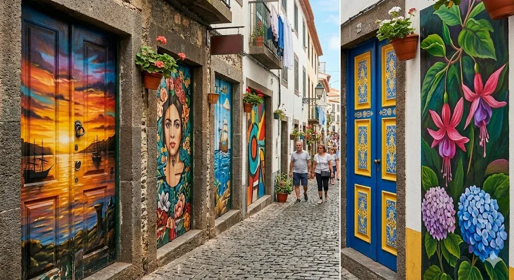 Puertas pintadas del casco antiguo de Funchal