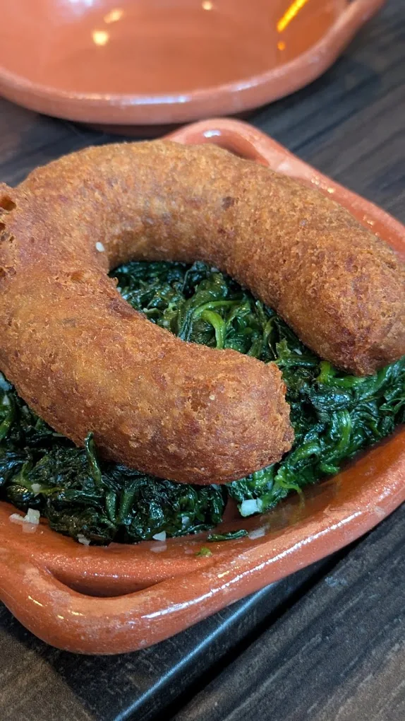 Alheira croquette and greens at Taberna Portuense